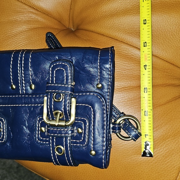 Rafe Blue Faux Leather Double Buckle Clutch Wallet - Picture 7 of 7